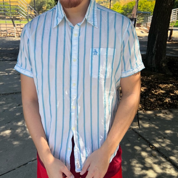 ORIGINAL PENGUIN MEN MUNSING WEAR COTTON SHEER BUTTON DOWN SHIRT FIT SEE THROUGH - Picture 4 of 16